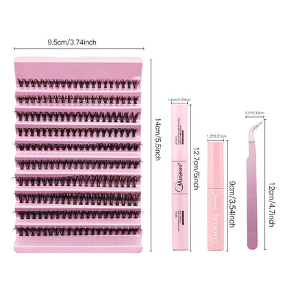 MENSEN DIY wimper uitbreiding Kit 200PCS Lash Clusters met Lash Bond & Seal, Professionele make-up gereedschap voor het lijmen van wimpers