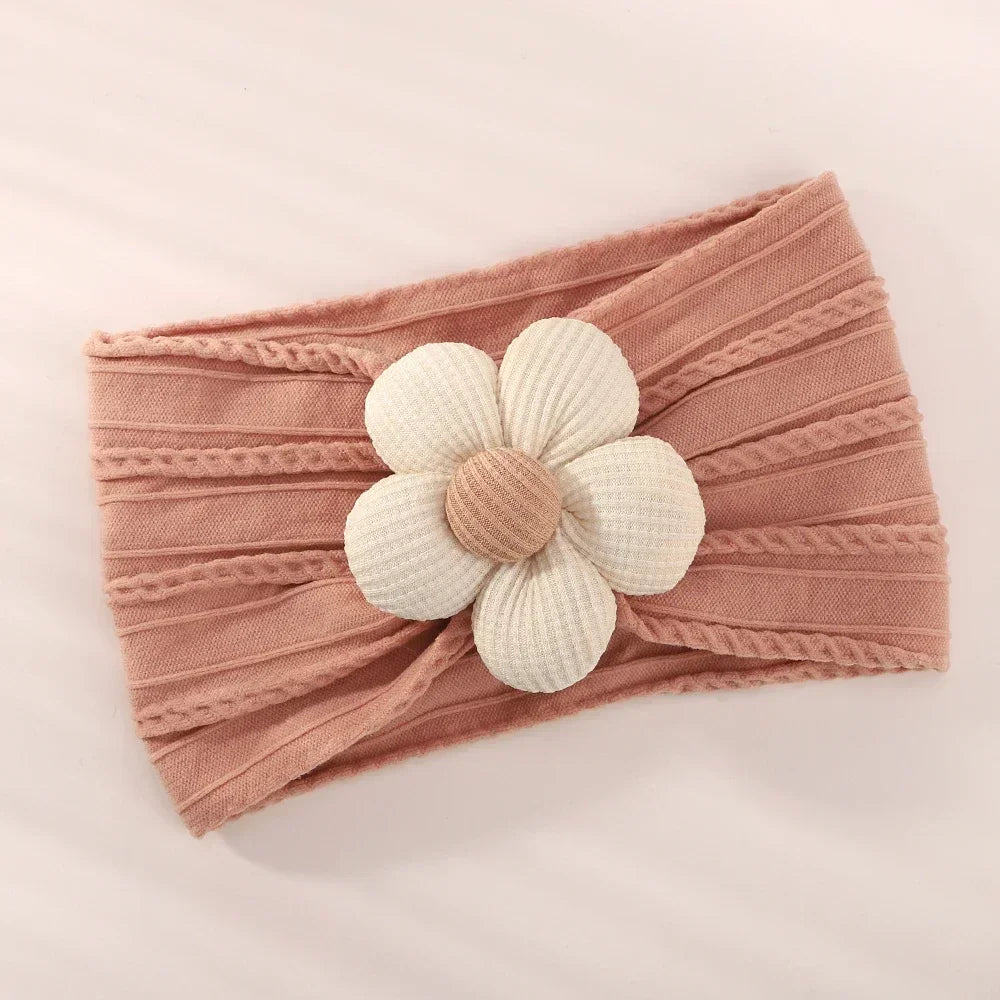 1Pc Baby Nylon Headscarf .Handmade Flower Headband voor pasgeboren meisjes, Peuter Elastische Haar Tulband