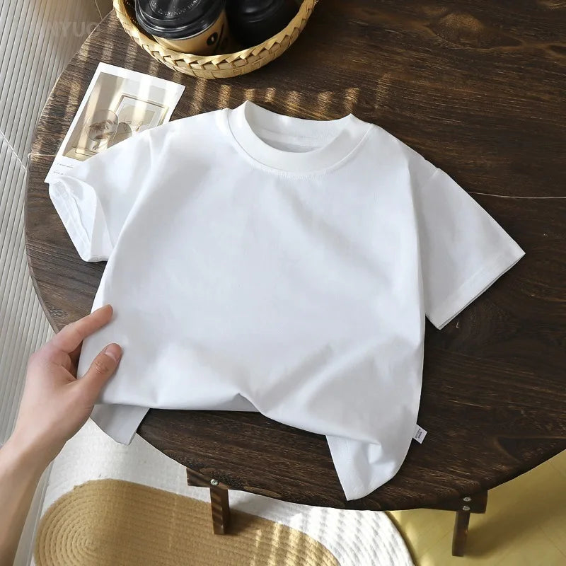 2-10Y kinderen pure katoen korte sleeve sleeve sleeve sleeve sleeve t-shirt baby jongens & meisjes zomer tops