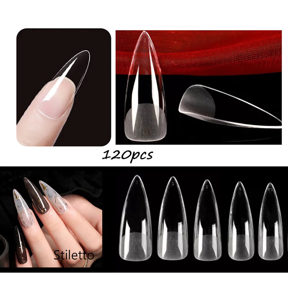 120PCS Matte Press-On Nageltips . . Zachte Full-Cover Ovale Amandel Valse Nagels voor DIY Manicure