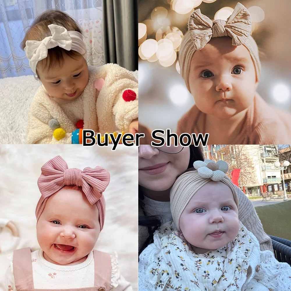 1Pc Baby Nylon Headscarf .Handmade Flower Headband voor pasgeboren meisjes, Peuter Elastische Haar Tulband