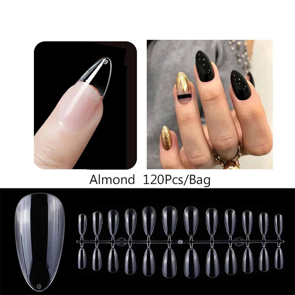 120PCS Matte Press-On Nageltips . . Zachte Full-Cover Ovale Amandel Valse Nagels voor DIY Manicure