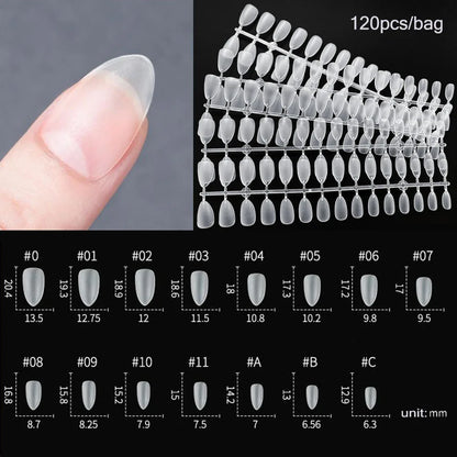 120PCS Matte Press-On Nageltips . . Zachte Full-Cover Ovale Amandel Valse Nagels voor DIY Manicure