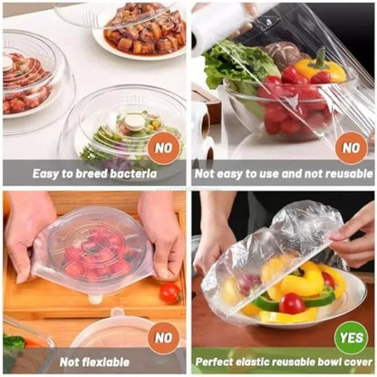 Kleurrijke wegwerpbare en herbruikbare voedselhoesjes Elastische Plastic Wrap voor Bowls, Fruit en voedselopslag