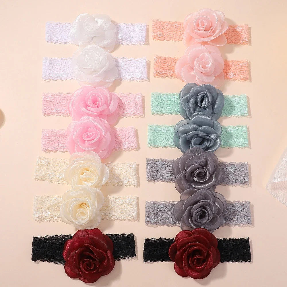 1Pc Baby Nylon Headscarf .Handmade Flower Headband voor pasgeboren meisjes, Peuter Elastische Haar Tulband
