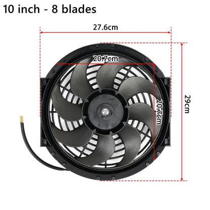 Universeel 7/9/10/12/14/16 Inch 12V 80W Car Radiator Koelventilator Blade Elektrisch Airconditioning Ventilatorset 2100RPM