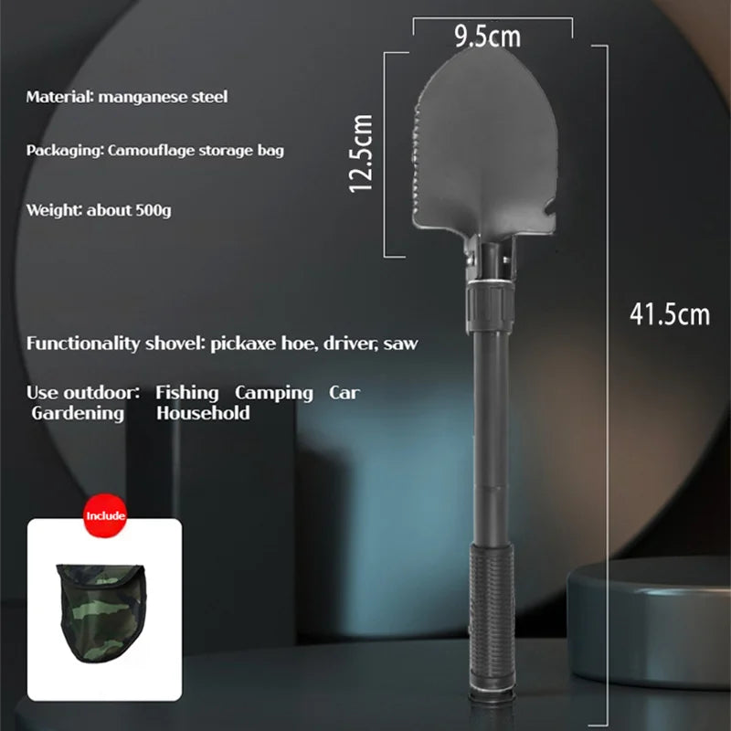 1PC Outdoor Opvouwbare Camping Schop Multifunctioneel wandelhulpmiddel, Portable Garden & Survival Shovel