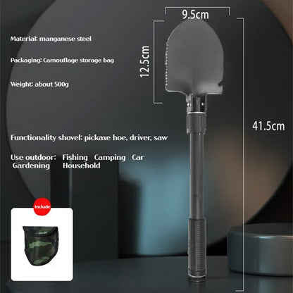 1PC Outdoor Opvouwbare Camping Schop Multifunctioneel wandelhulpmiddel, Portable Garden & Survival Shovel