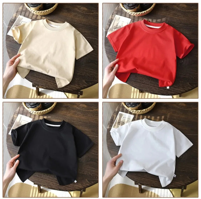 2-10Y kinderen pure katoen korte sleeve sleeve sleeve sleeve sleeve t-shirt baby jongens & meisjes zomer tops