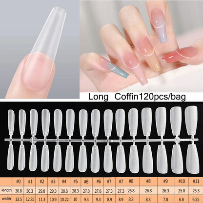 120PCS Matte Press-On Nageltips . . Zachte Full-Cover Ovale Amandel Valse Nagels voor DIY Manicure