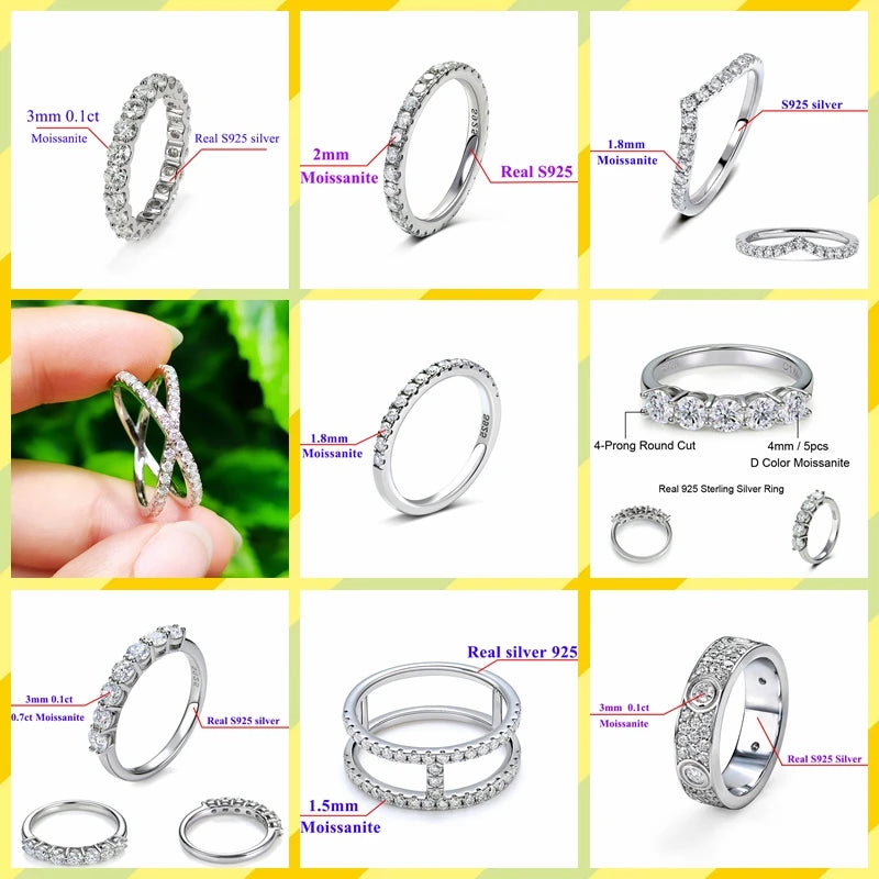 0.1ct 3mm DVS Moissanite Full Eternity Band Ring 925 Sterling Silver Engagement & Party Sieraden voor vrouwen