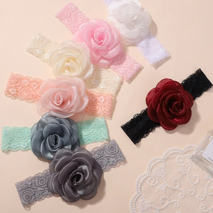 1Pc Baby Nylon Headscarf .Handmade Flower Headband voor pasgeboren meisjes, Peuter Elastische Haar Tulband