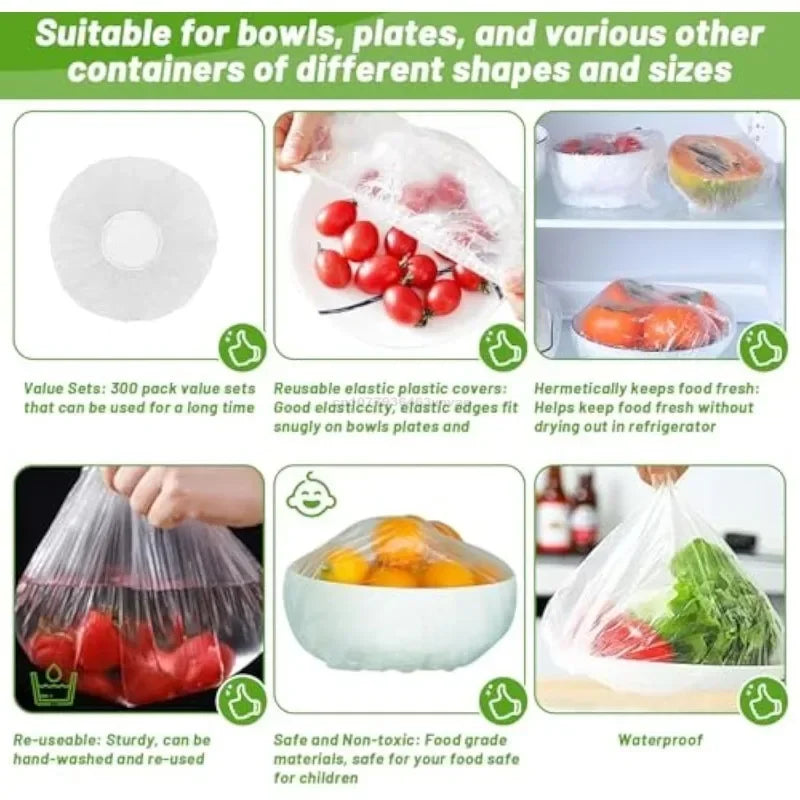 Kleurrijke wegwerpbare en herbruikbare voedselhoesjes Elastische Plastic Wrap voor Bowls, Fruit en voedselopslag