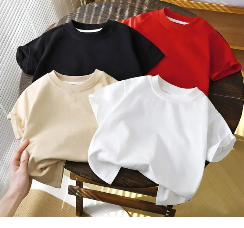 2-10Y kinderen pure katoen korte sleeve sleeve sleeve sleeve sleeve t-shirt baby jongens & meisjes zomer tops