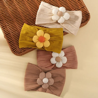 1Pc Baby Nylon Headscarf .Handmade Flower Headband voor pasgeboren meisjes, Peuter Elastische Haar Tulband