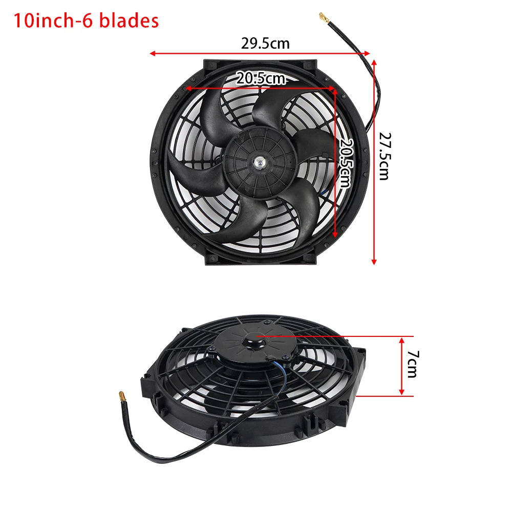 Universeel 7/9/10/12/14/16 Inch 12V 80W Car Radiator Koelventilator Blade Elektrisch Airconditioning Ventilatorset 2100RPM