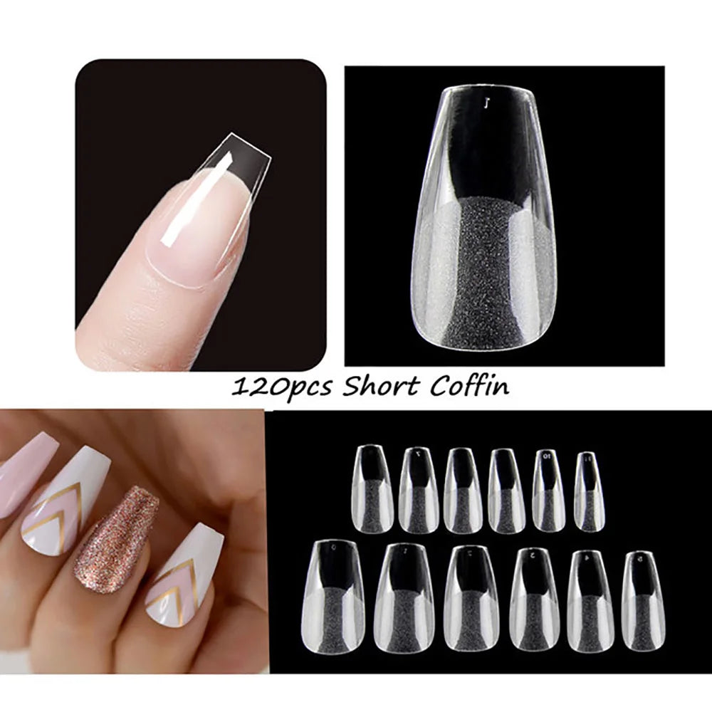 120PCS Matte Press-On Nageltips . . Zachte Full-Cover Ovale Amandel Valse Nagels voor DIY Manicure