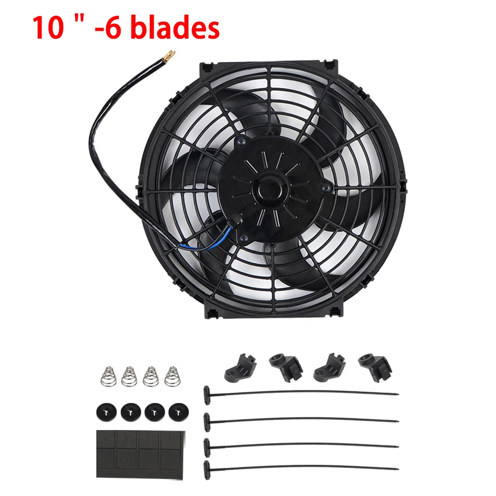 Universeel 7/9/10/12/14/16 Inch 12V 80W Car Radiator Koelventilator Blade Elektrisch Airconditioning Ventilatorset 2100RPM