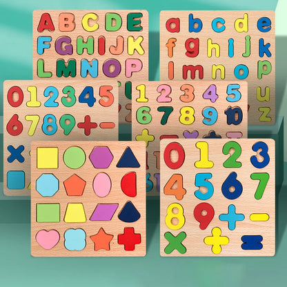 Kids Alfabet & Number Houten Puzzel Montessori Preschool Educatieve Speelgoed