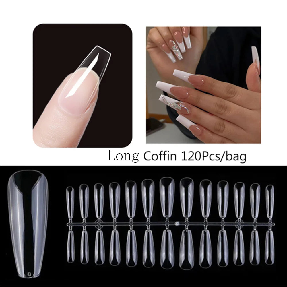 120PCS Matte Press-On Nageltips . . Zachte Full-Cover Ovale Amandel Valse Nagels voor DIY Manicure