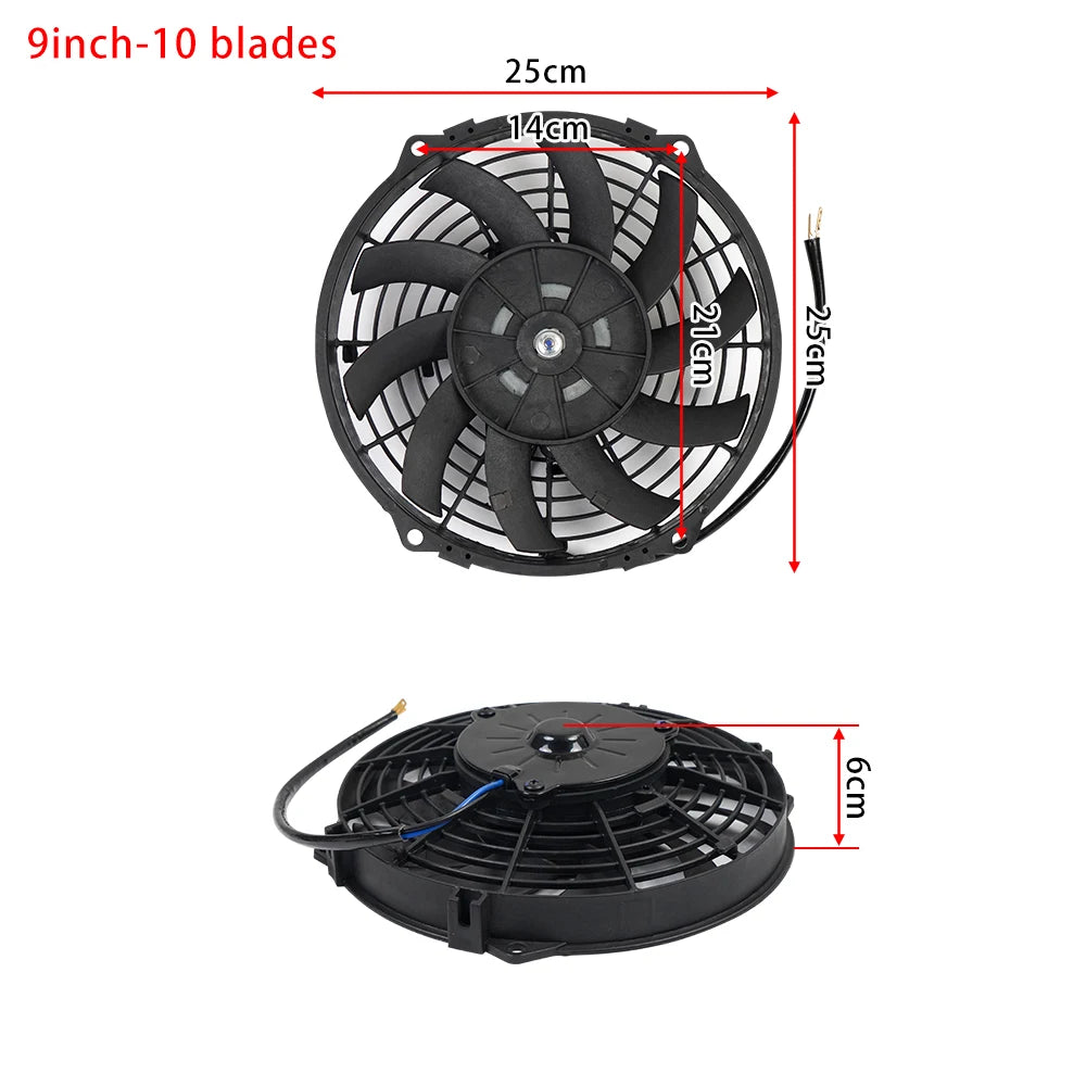 Universeel 7/9/10/12/14/16 Inch 12V 80W Car Radiator Koelventilator Blade Elektrisch Airconditioning Ventilatorset 2100RPM