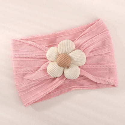 1Pc Baby Nylon Headscarf .Handmade Flower Headband voor pasgeboren meisjes, Peuter Elastische Haar Tulband