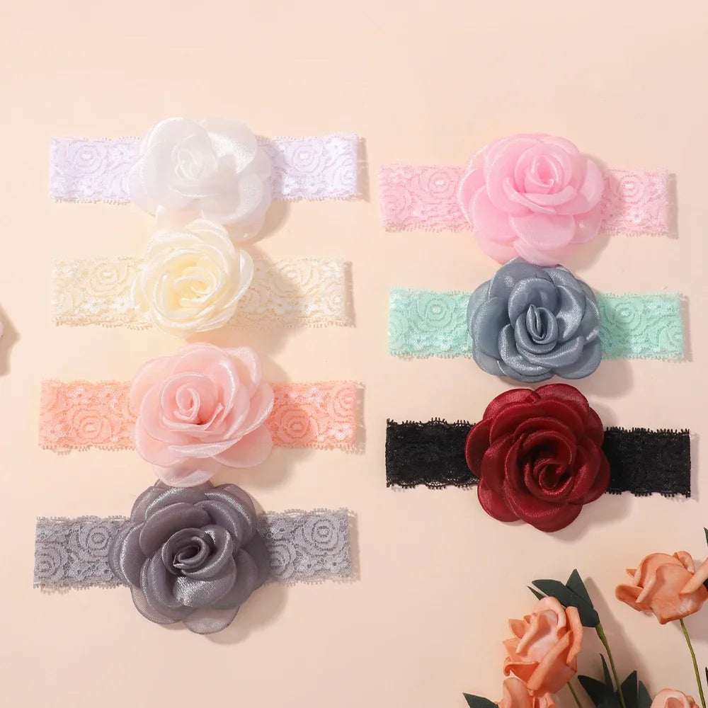 1Pc Baby Nylon Headscarf .Handmade Flower Headband voor pasgeboren meisjes, Peuter Elastische Haar Tulband