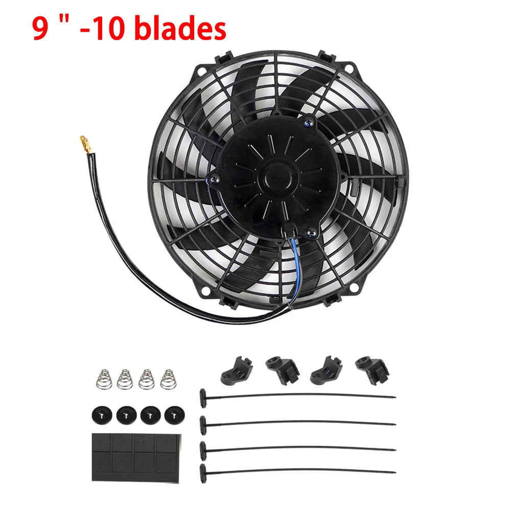 Universeel 7/9/10/12/14/16 Inch 12V 80W Car Radiator Koelventilator Blade Elektrisch Airconditioning Ventilatorset 2100RPM