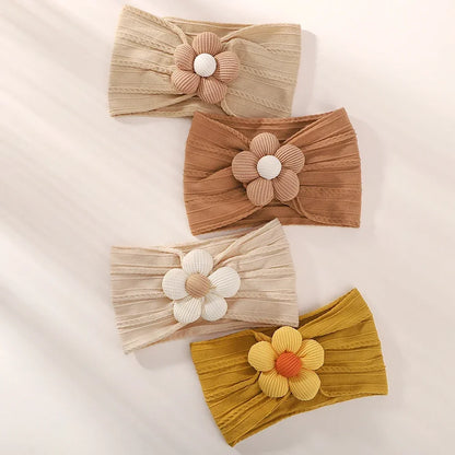 1Pc Baby Nylon Headscarf .Handmade Flower Headband voor pasgeboren meisjes, Peuter Elastische Haar Tulband