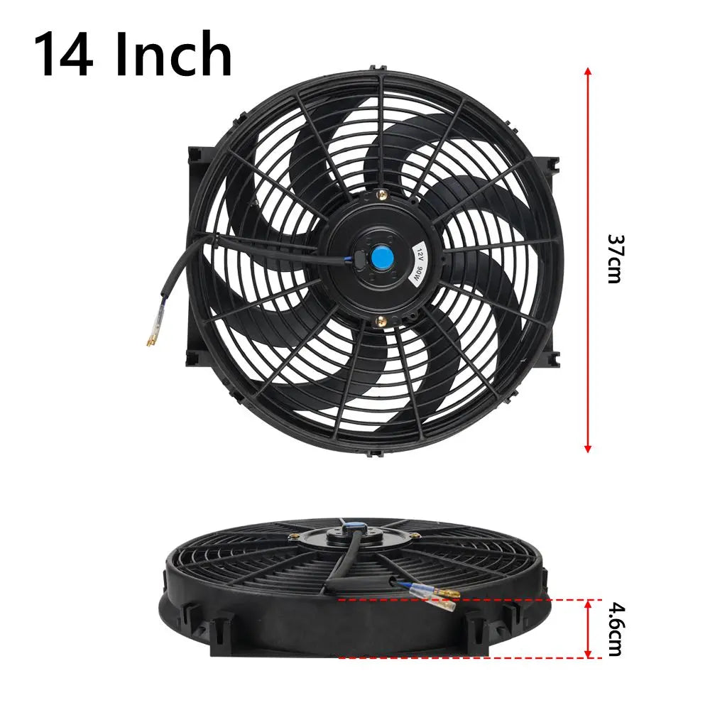 Universeel 7/9/10/12/14/16 Inch 12V 80W Car Radiator Koelventilator Blade Elektrisch Airconditioning Ventilatorset 2100RPM