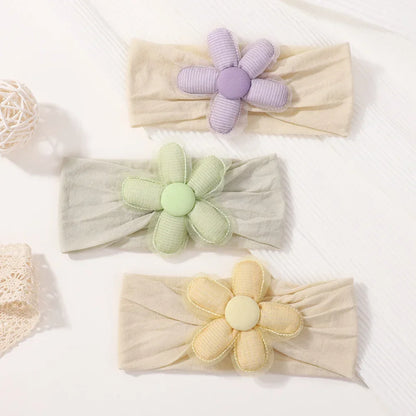 1Pc Baby Nylon Headscarf .Handmade Flower Headband voor pasgeboren meisjes, Peuter Elastische Haar Tulband