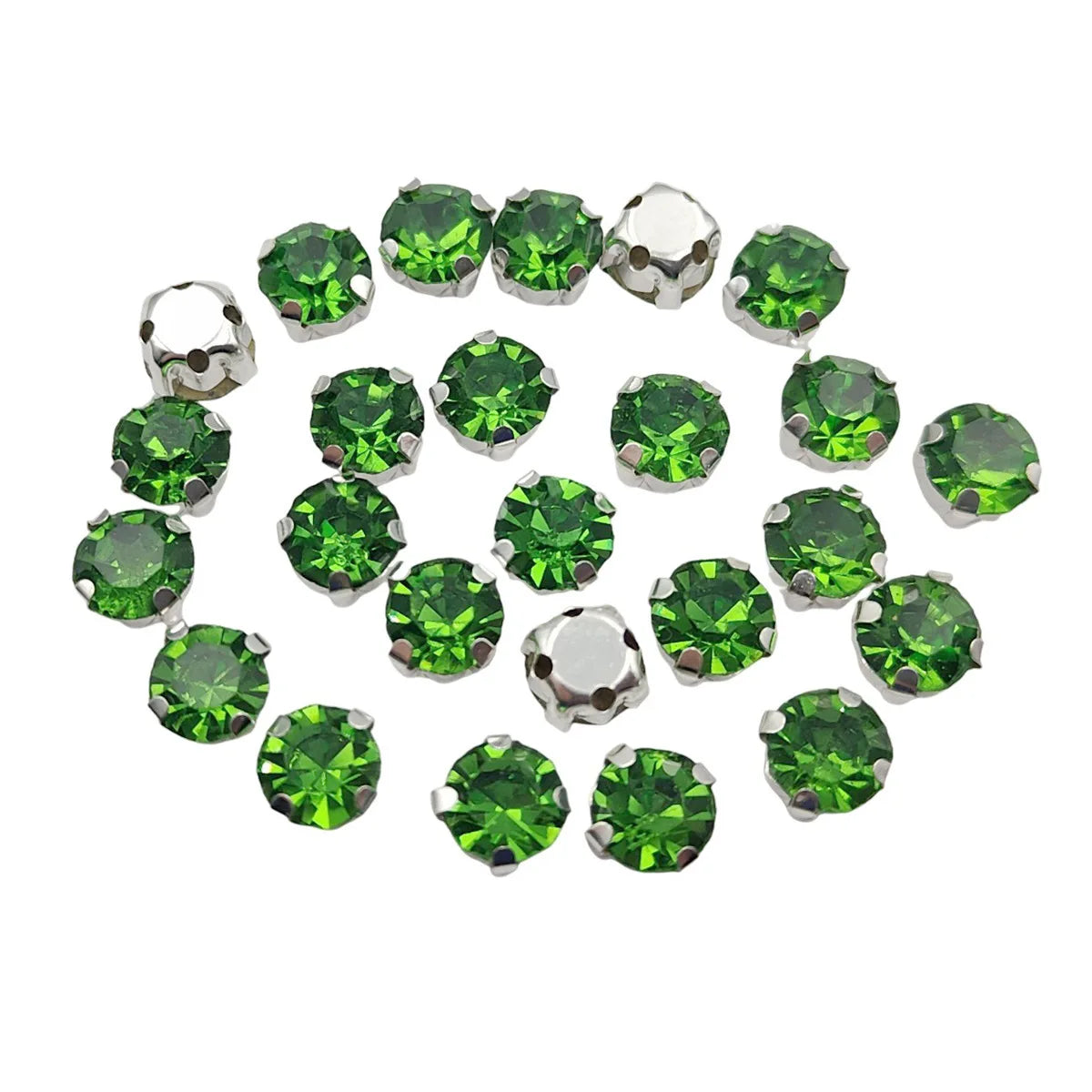 Round Glass Rhinestones with Claw – Silver Base Sew-On Crystals for Clothing, Shoes, and Crafts