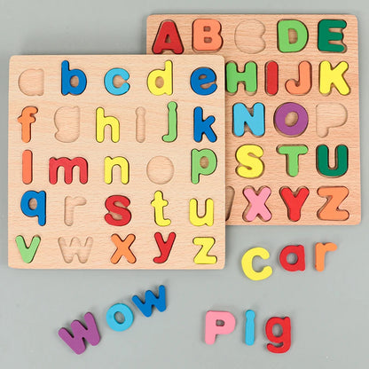 Kids Alfabet & Number Houten Puzzel Montessori Preschool Educatieve Speelgoed