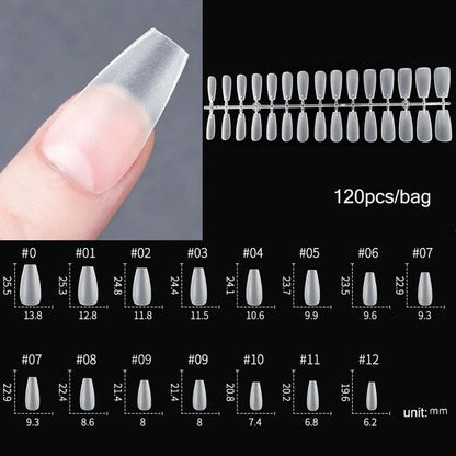 120PCS Matte Press-On Nageltips . . Zachte Full-Cover Ovale Amandel Valse Nagels voor DIY Manicure
