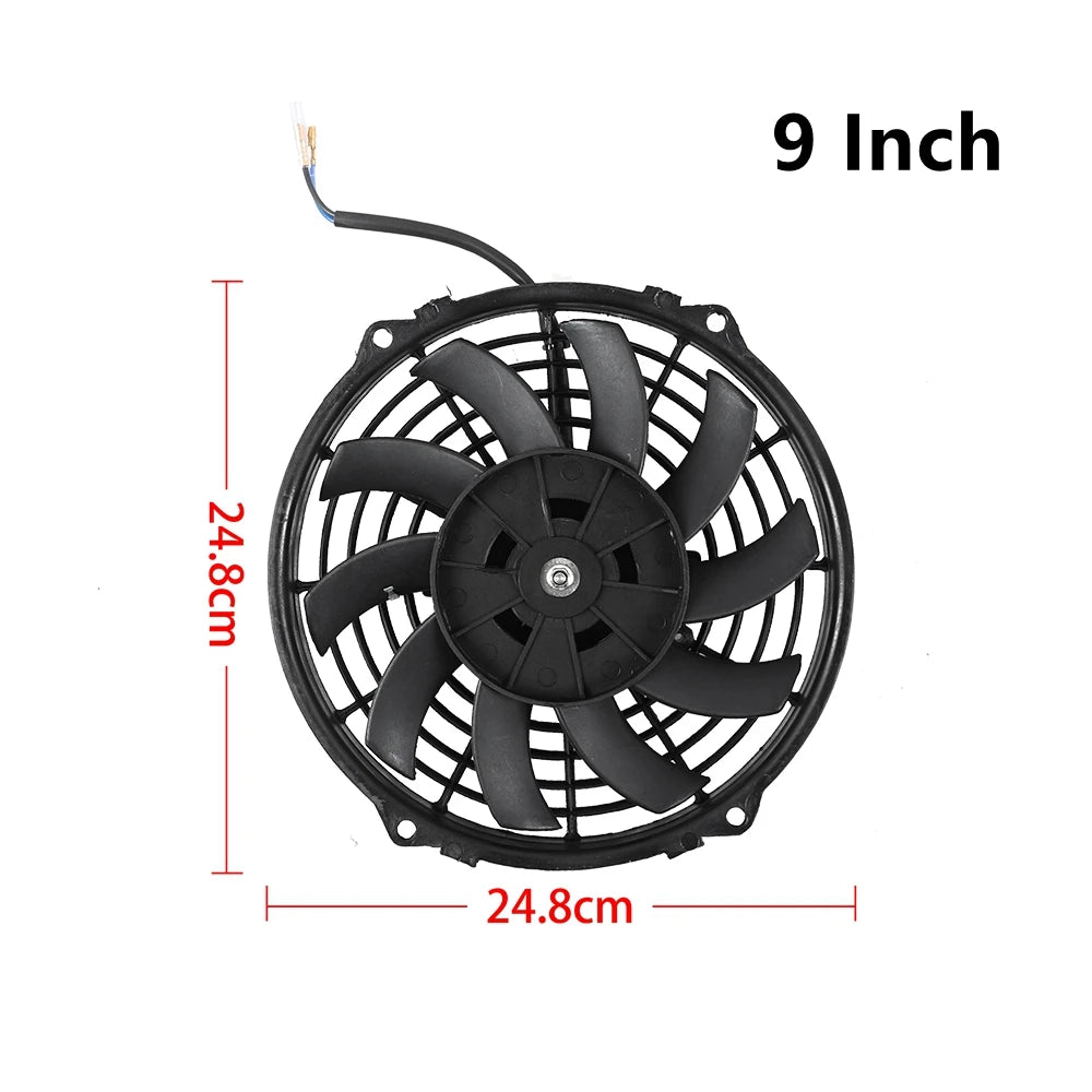 Universeel 7/9/10/12/14/16 Inch 12V 80W Car Radiator Koelventilator Blade Elektrisch Airconditioning Ventilatorset 2100RPM